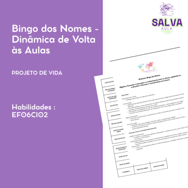 Bingo dos Nomes - Dinâmica de Volta às Aulas!