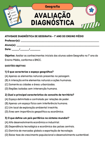 Avaliações Diagnósticas Geografia - Ensino Fundamental II e Ensino Médio. - Imagem 3