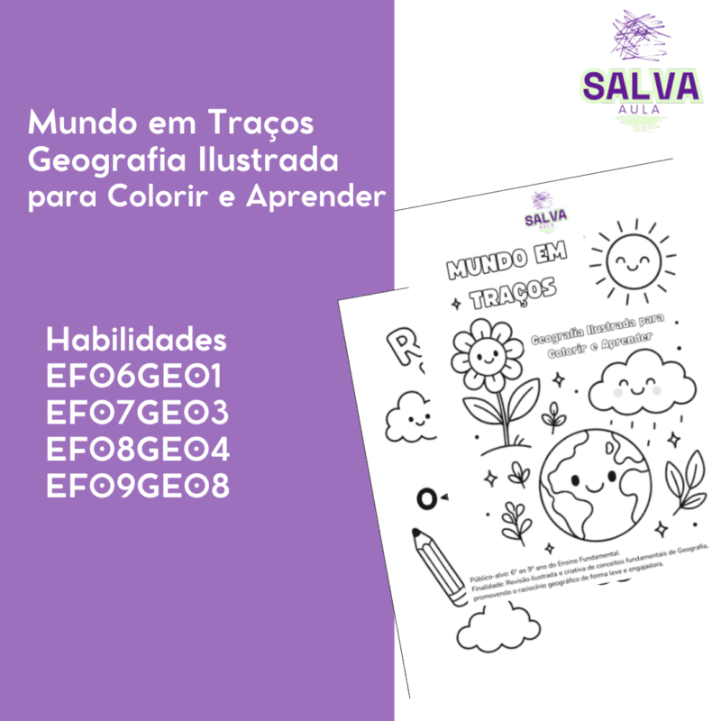 Mundo em Traços Geografia Ilustrada para Colorir e Aprender