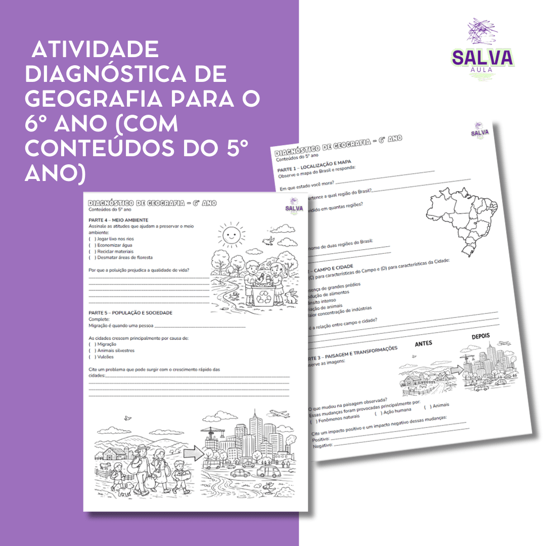 Atividade Diagnóstica de Geografia para o 6º ano (com conteúdos do 5º ano)