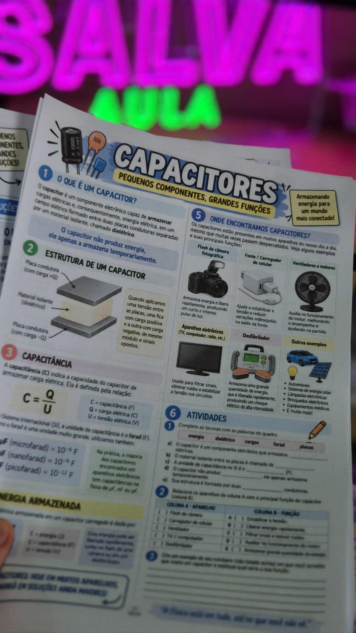 Capacitores – Atividade Completa + Adaptada